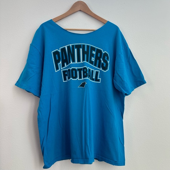 Carolina Panthers NFL Destroyed off the shoulder Tee - Picture 1 of 5